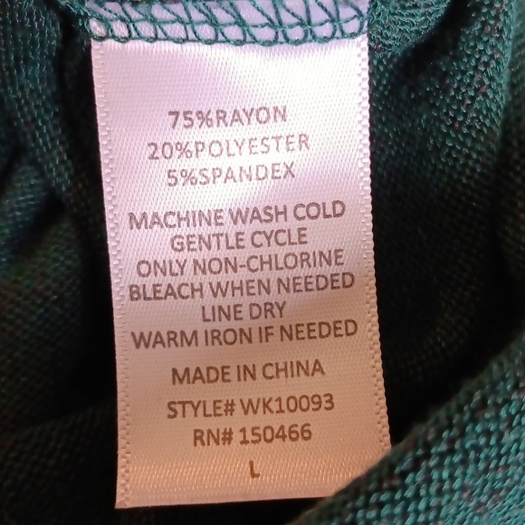 Slouchy Soft Long Cowl Drawstring Top, Women's Large, Green - Picture 9 of 9